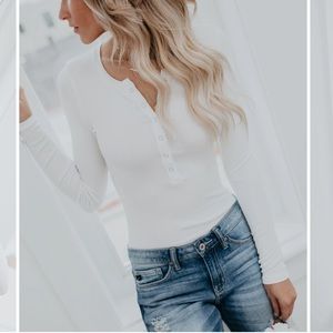 Vici dolls Henley, Gray Bodysuit.